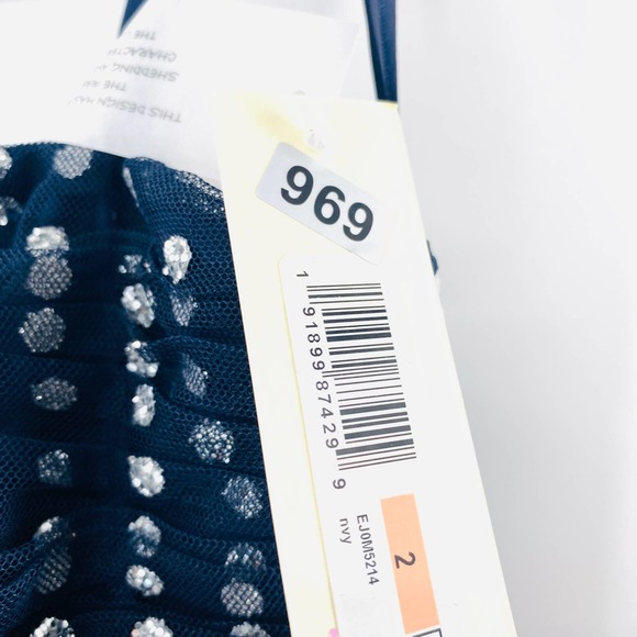 Eliza J Navy Glitter Mesh Fit & Flare Sweetheart Cocktail Dress Size 2 NWT - Picture 13 of 16